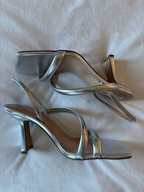 Steve Madden Silver Strappy Slingback Heels